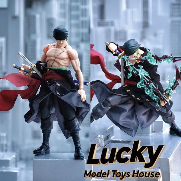 1/12 Anime Zoro Hell King Figur Schwarzer Windbreaker-Mantel Roter Drahtförmiger Taillengürtel-Verbinder Zubehör für 6" SHF Soldatenkörper