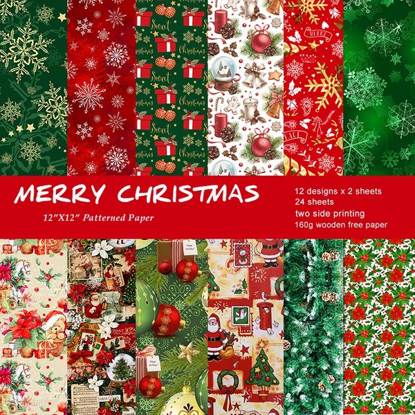 Frohe Weihnachten Papierblock, verschiedene Muster, Decoupage-Papier, einseitig, Vintage, Scrapbooking, DIY, dekoratives Kartenherstellungszubehör