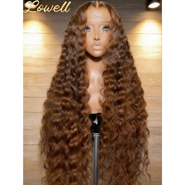 Perruques de cheveux humains ondulés lâches de 30 pouces, couleur brun chocolat, 13x4 13x6, perruque frontale HD bouclée, pré-plumée, colorée