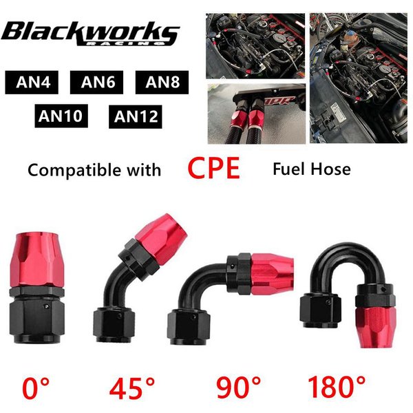 Raccord d'extrémité de tuyau pivotant universel AN4/AN6/AN8/AN10/AN12, droit 45 90 180 degrés, Kit d'adaptateur d'extrémité de tuyau d'huile, noir et rouge