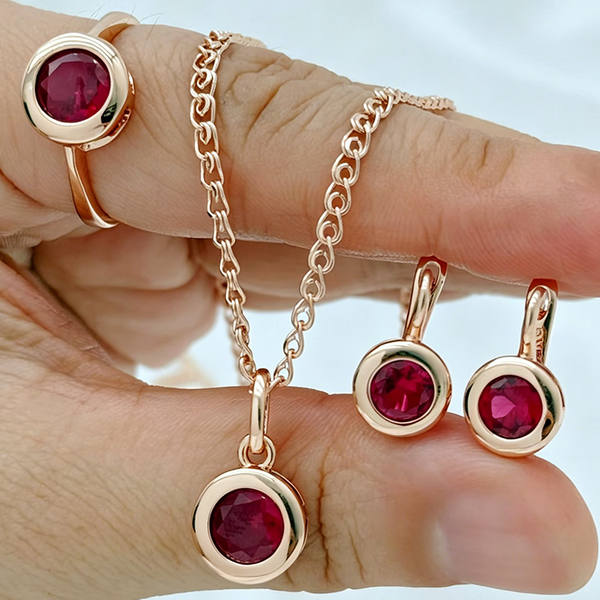 Kinel Hot 585 Rose Gold Color Bridal Wedding Jewelry Sets Geometry Pearl Ring Earrings Necklace for Women Fine Vintage Jewelry