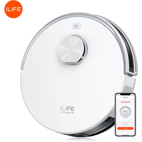ILIFE V30 Robot Odkurzacz, Nawigacja Laserowa, Ssanie 10000Pa, Czas Pracy do 150 Minut, Sterowanie Aplikacją, Konfigurowalne Czyszczenie, Odkurzanie i Mopowanie 2w1, Strefy Zablokowane, Mapowanie