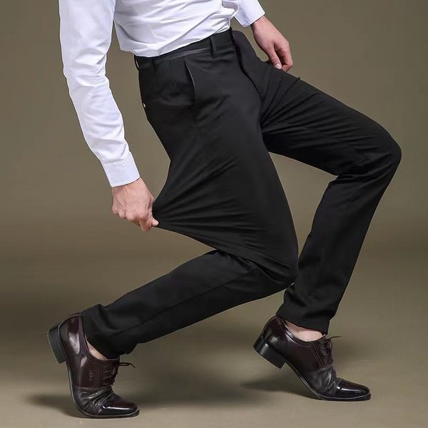Pantalon Long décontracté pour hommes, mode d'été, pantalon de costume, élastique, droit, formel, grande taille 28-40