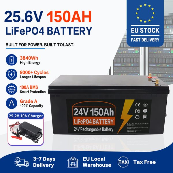12V 24V 100AH 150AH 200AH 350AH LiFePO4 Lithium-Eisenphosphat-Batterie mit eingebautem BMS, 9000 Zyklen, für Wohnmobile, Golfcarts, Solarspeicher