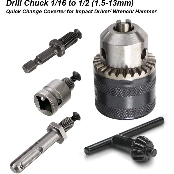 1.5-13mm convertisseur 1/2 "-20UNF clé perceuse mandrin filetage adaptateur à changement rapide SDS 1/4" clé à percussion hexagonale embout bielle