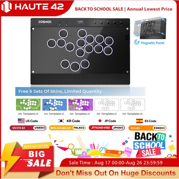 Haute42 Magnetic Hitbox Leverless Controller Button Rim Arcade Controller For PC/PS4/PS5/Switch Stickless Arcade Stick Hitbox