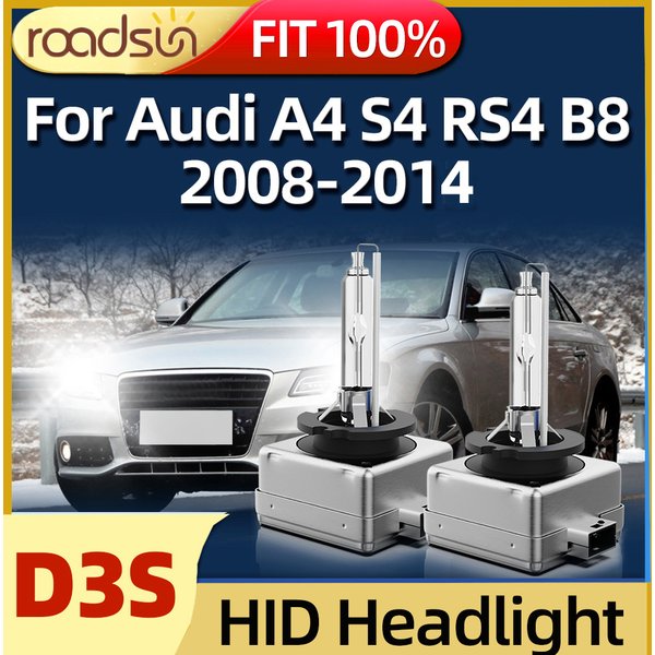 Roadsun HID-Birne Xenon-Scheinwerfer D3S Scheinwerferlicht 6000 K für Audi A4 S4 RS4 B8 2008 2009 2010 2011 2012 2013 2014