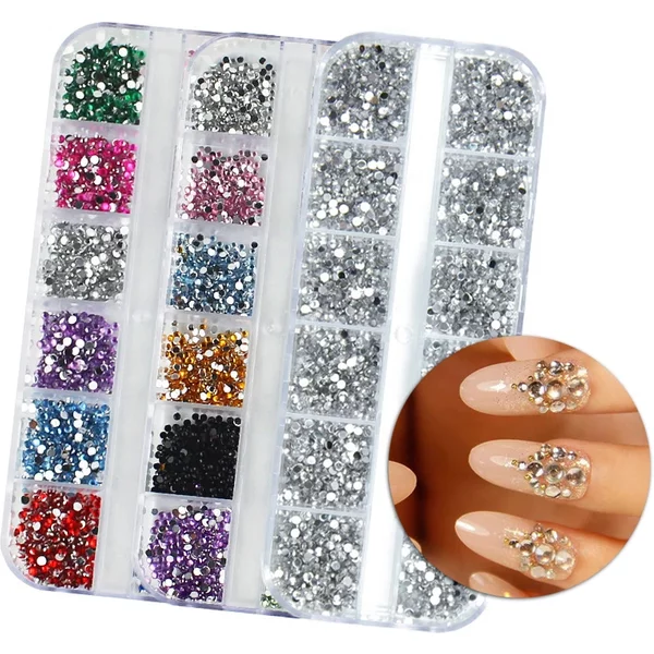 3000 pièces par boîte Nail Art dos plat cristal Strass 1.5mm 2.0mm diamants éblouissants Strass pointe de manucure décoration 3D