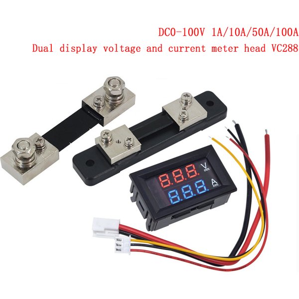 DC0-100V 1A 10A 50A 100A voltmètre ampèremètre rouge bleu LED ampli double voltmètre numérique jauge 0.56 ''affichage LED 50A 100A inverseur