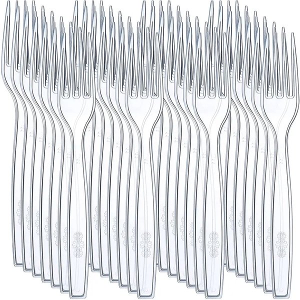 25/50Pcs Large Clear Transparent Cutlery Disposable Forks For Party BBQ Sticks Home Food Cake Fruit Fork Disposable Tableware