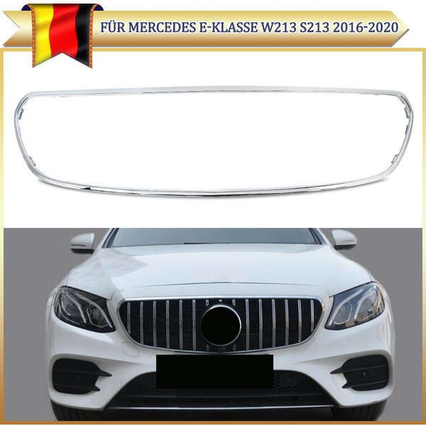 Chrom für Mercedes-Benz E-Klasse W213 E300 E400 2016-2019 Frontgrill-Umrandung Zierleiste Kühlergrill-Mittelverkleidung für 2138850200 ABS