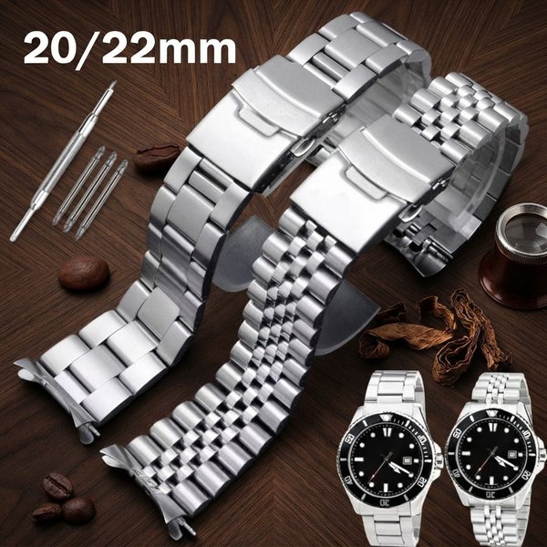 Edelstahlarmband für Seiko-Uhren, 18 mm, 19 mm, 20 mm, 22 mm, 24 mm, passend für Oyster- und Jubilee-Armbänder, gebogenes Metallarmband für Herren und Damen, 2027