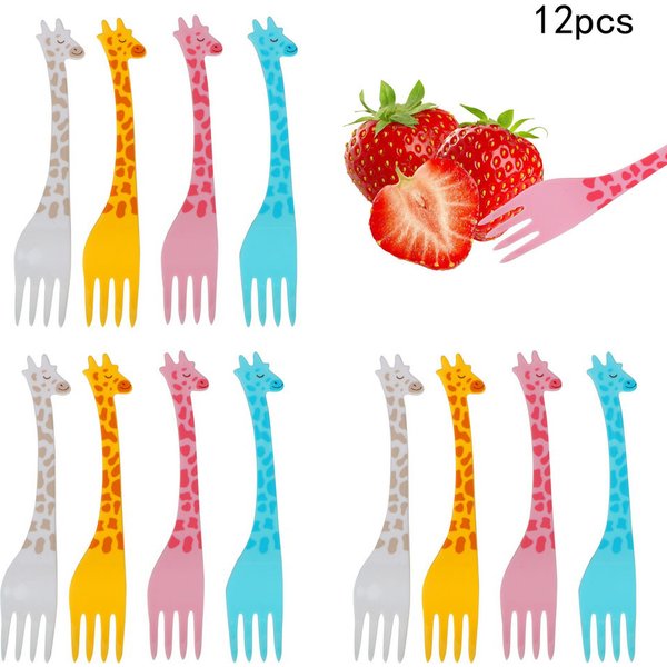 12 Teile/satz Obst Snack Zahnstocher Cartoon Giraffe Form Geschirr Essen Picks Salat Wüste Gabeln Küche Zubehör Küche Werkzeug