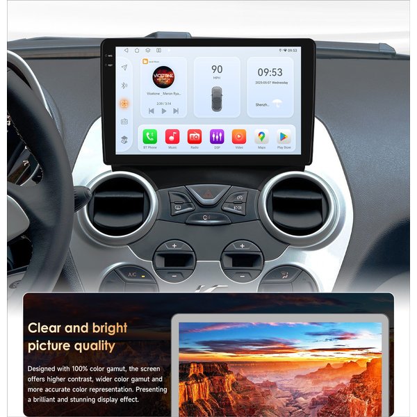 Android Autoradio für Ford KA Schrägheck 2008-2014 Kabelloses Carplay Multimedia-Player GPS 6115 Audio 9-Zoll Touchscreen Autoradio