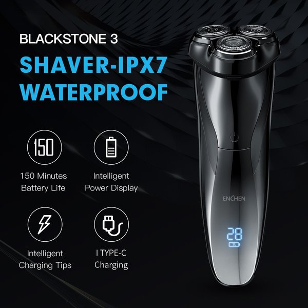 Enchen Elektro rasierer 3d Blackstone 3 IPX7 wasserdichtes Rasiermesser nass und trocken Dual Use Gesicht Bart Batterie Digital anzeige für Männer