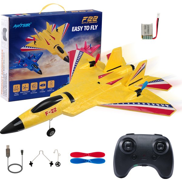 Samolot RC F22 Raptor 2.4G 2CH, model szybowca z pianki z pilotem zdalnym, z oświetleniem LED, zabawka dla dzieci.