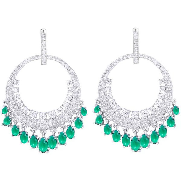 CWWcontre-contre-fort CZ cubique blanc ChimGreen pour femmes, grand cerceau rond, boucles d'oreilles de fête, accessoires de bijoux, nouveau, E0Bahn