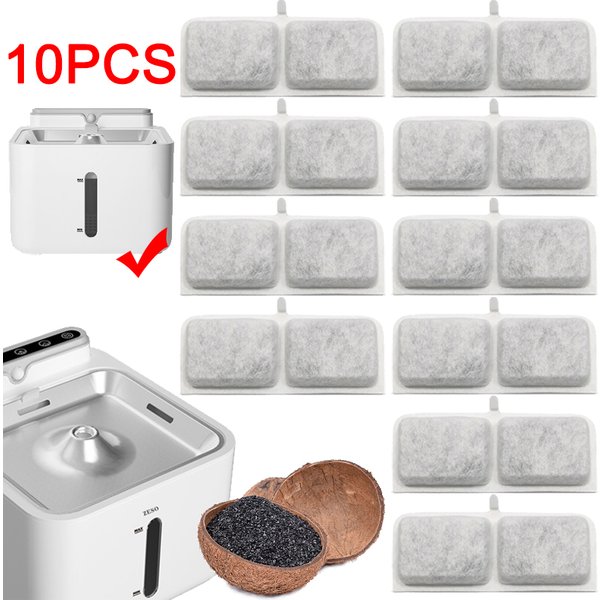 Filtres de remplacement pour fontaine d'eau pour chat, 10 pièces, pour capteur sans fil, fontaine d'eau pour chien et chat, filtres à charbon actif