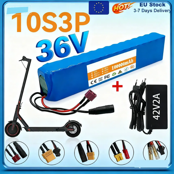 Versand Frankreich 36V 100Ah 18650 Lithium-Batterie 10s3p 100000mAh 1000W 42V Elektroroller-Akku mit Batteriepack