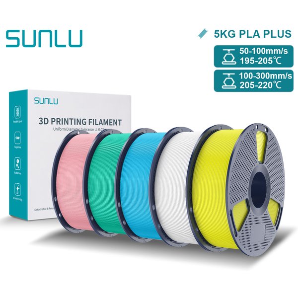 SUNLU PLA+ 3D Druckfilament 1.75mm Hochfestes Multicolor Filament Sauber Gewickelt für FDM 3D Drucker 5KG PLA Plus Material