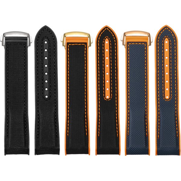 Bracelet de montre en tissu Nylon, caoutchouc, Silicone, noir, bleu, Orange, pour Omega coutuaster 300, 20mm, 22mm
