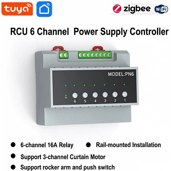 Smart Life WIFI 6-Wege-Relais-Schaltmodul 16A Zigbee Power Fernbedienungsgerät 110V-240V Smart Switch-Modul