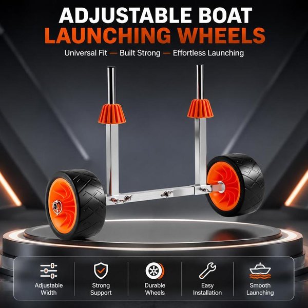 Kajakwagen, 113 kg, Kanu-Transportwagen mit 19,1 cm Vollgummireifen & 4 m Spanngurt, Bootwagen zum Transport von Kajaks, Kanus, Paddleboards, Jon-Boots, Wassersportausrüstung, 560x190x485 mm