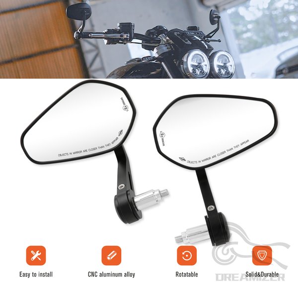 Rétroviseur latéral pour moto et Scooters, 7/8 pouces ou 1 pouces, extrémité de la barre de poignée, pour pièces de moto Yamaha Kawasaki