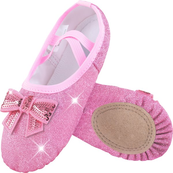 Chaussures de ballet à semelle fendue et paillettes, chaussures de danse plates pour filles et tout-petits/enfants