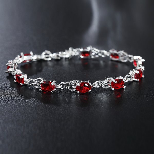 Bracelets en argent Sterling 925 pour femmes, chaîne en cristal rouge sauvage, à la mode, pour fête de mariage, beaux cadeaux de noël, bijoux fins