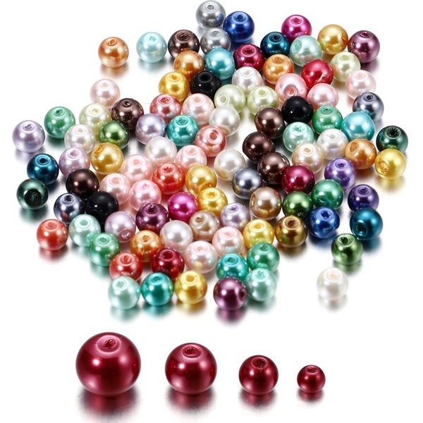 100 pièces/lot 4/6/8/10mm perle de verre ronde perles d'imitation pour bricolage boucles d'oreilles collier fabrication de bijoux résultats accessoires