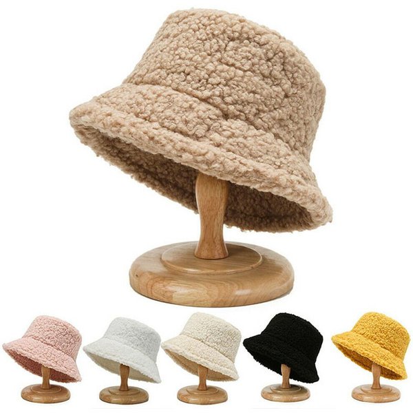 1Pc Winter Im Freien Fischer Kappe Warme Weiche Lamm Wolle Panama Hut Männer Frauen Eimer Hut Freunde Neue Jahr Geschenke Großhandel