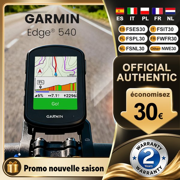 Ordinateur de vélo GPS compact Garmin Edge 540 avec commandes par boutons, navigation avancée et plus encore