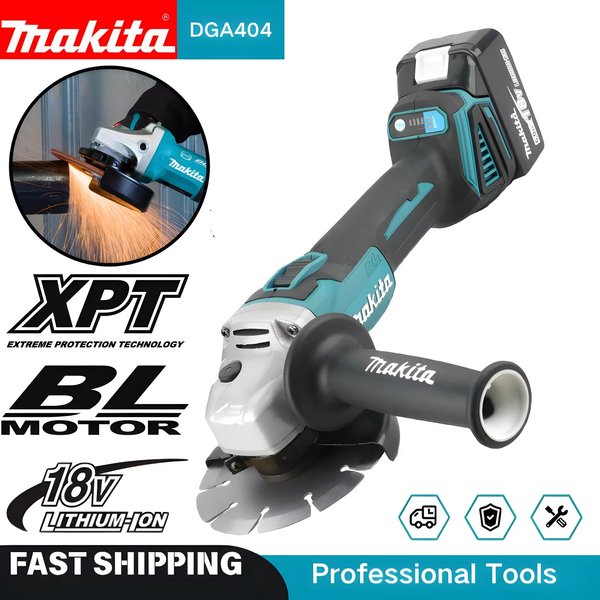 Makita DGA404 18V 125mm Akku-Winkelschleifer, bürstenlos, wiederaufladbares Elektrowerkzeug zum Schneiden, Schleifen, Polieren von Metall, für Werkstatt, Bau und Reparatur.
