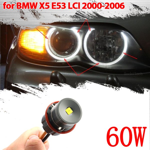 Ampoules de marqueur LED yeux d'ange sans erreur Canbus 60W, pour BMW série X5 E53 3.0i 4.4i 4.6is 4.8is m54 M62 N62 2000 – 2006