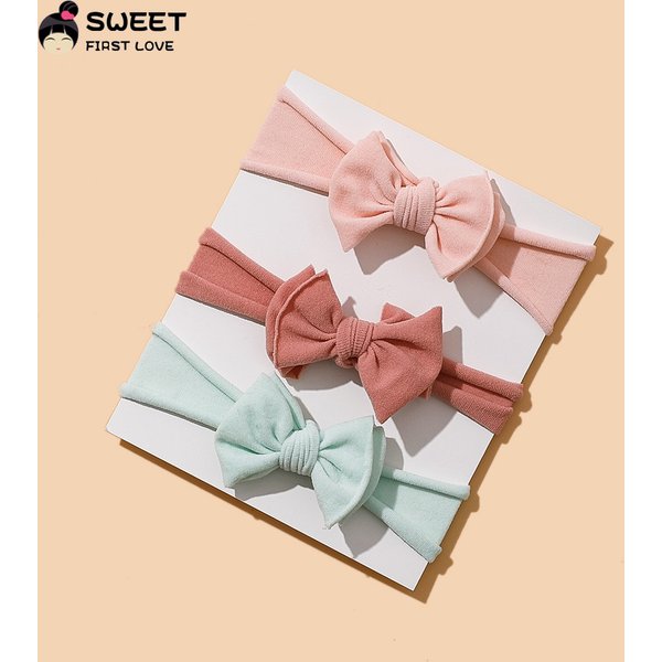 3 Teile/satz Bögen Verknotet Neugeborenen Baby Mädchen Stirnbänder Einfarbig Weiche Nylon Elastische Baby Stirnband Haar Zubehör Für Kinder