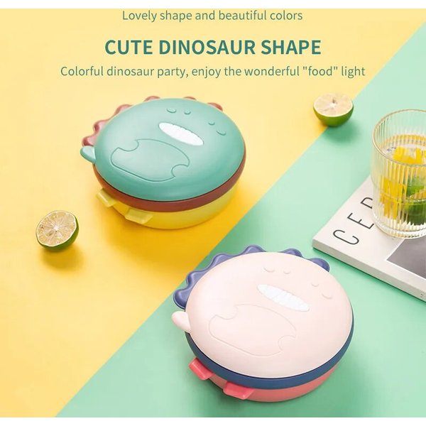 Neues Cartoon Baby Edelstahl Lunchbox für Kinder Dinosaurier unterteilt beheizte Wasser isolierung Kinder besteck Essen
