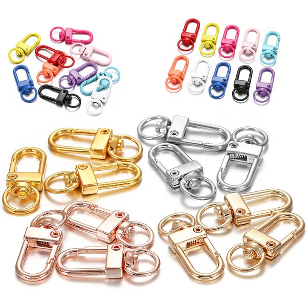 Boucle rotative pour chien, 12x33mm, 10 pièces/lot, fermoirs à homard en métal or Rhodium, crochets pour la fabrication de bijoux, porte-clés, accessoires de chaîne