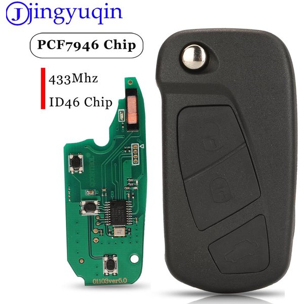 Jingyuqin 1838586 Clé de voiture pliable à 3 boutons 433 MHz avec puce ID46 PCF7946 pour Ford Ka 2008-2016 avec lame SIP22