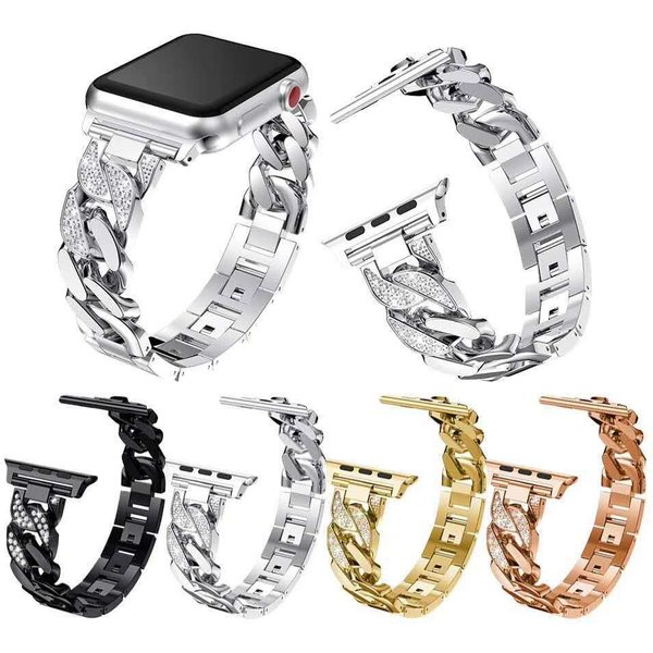 Bling Diamantarmband für Apple Watch Band 40 mm 45 mm 44 mm 41 mm 42 mm 38 mm Metallgürtel für iWatch Serie 7 SE 6 5 4 Damenarmband