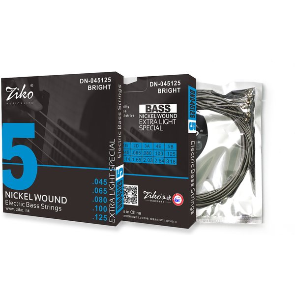 ZIKO 5-String Bass Guitar Strings Hexagonal Steel Core Nickel Wound Bass Guitarra Strings Guitar Parts & Accessories DN-045125