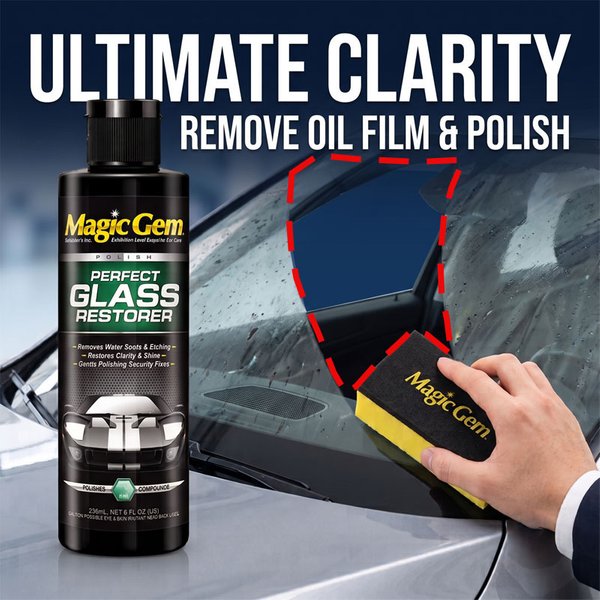 Nettoyant pour vitres de voiture Magic Gem M24, élimine les films et les taches d'eau, prévient l'éblouissement, restaure la clarté de la vision.