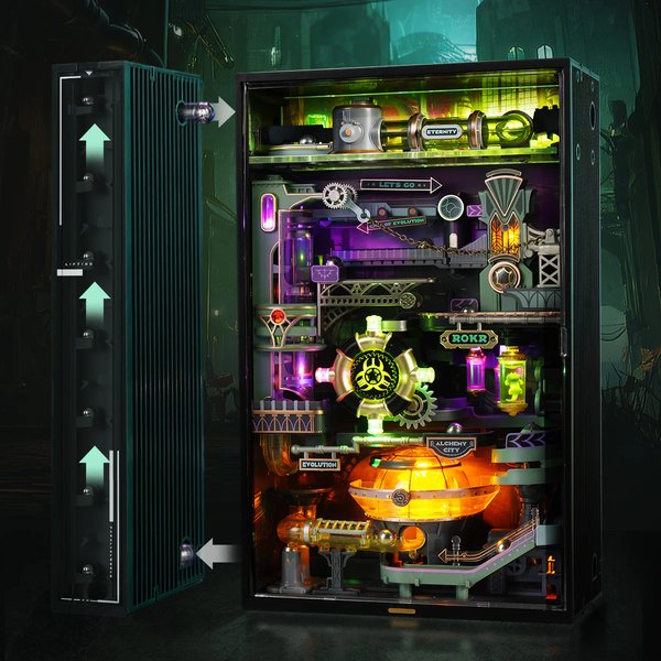 ROBOTIME ROKR Alchemy City Murmelbahn Unendliche Schleife Parallelwelt-Serie STEM-Spielzeug Ultimatives Geburtstags- und Feiertagsgeschenk für Männer