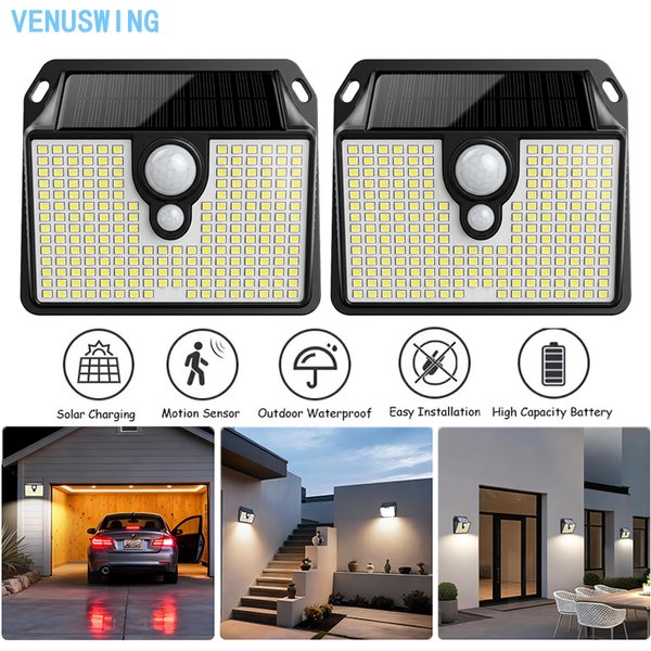 Solar-Wandleuchte mit 3 Beleuchtungsmodi, PIR-Bewegungssensor, IP65 wasserdicht, 1200 mAh wiederaufladbarer Akku, automatische Ein-/Ausfunktion, Außen-Sicherheitslampe 120 °