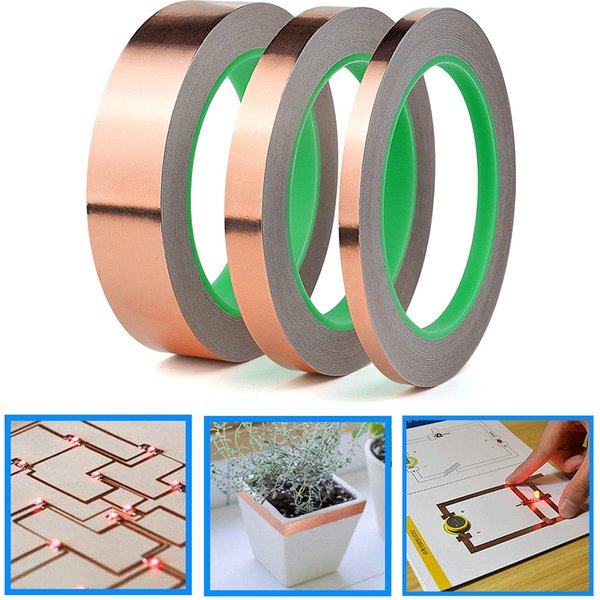 20M Copper Foil Tape With Double-Sided Conductive Adhesive For Guitar EMI Shielding Crafts Electrical Repairs Grounding Circuit