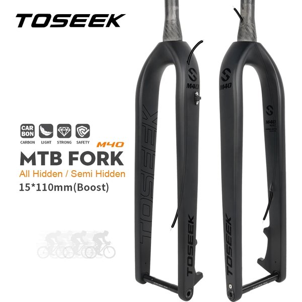 TOSEEK T800 Carbonfaser-Vordergabel für Mountainbikes, MTB-Fahrradgabel, Boost-Gabel mit Steckachse 15*110mm, 27,5er 29er Konische Gabeln