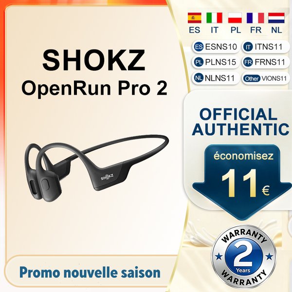 Oryginalne słuchawki sportowe SHOKZ OpenRun Pro 2 S820 z przewodnictwem kostnym, bezprzewodowe, Bluetooth 5.3, wodoodporne IP55, 12 godzin pracy na baterii.