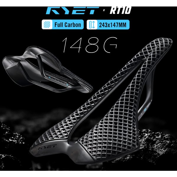 RYET 148g/128g Ultraleichter 3D-Gedruckter/VCM Carbon Fahrradsattel, 243x147mm für Rennrad-Sitz, Fahrradsitzkissen, Fahrradteile