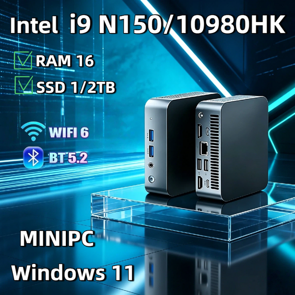 Mini PC Intel Core i9 10980HK N150 2026, 16 Go de RAM, SSD 1 To, WiFi 6, BT5.2, Windows 11, Ordinateur de Bureau Portable 4K pour Gaming