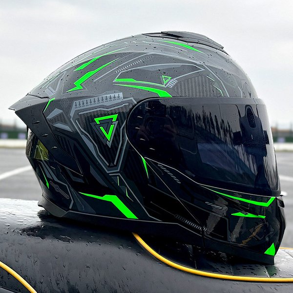 Casque de moto rabattable à double visière, casque de course tout-terrain pour hommes, casque de moto homologué DOT, quatre saisons
